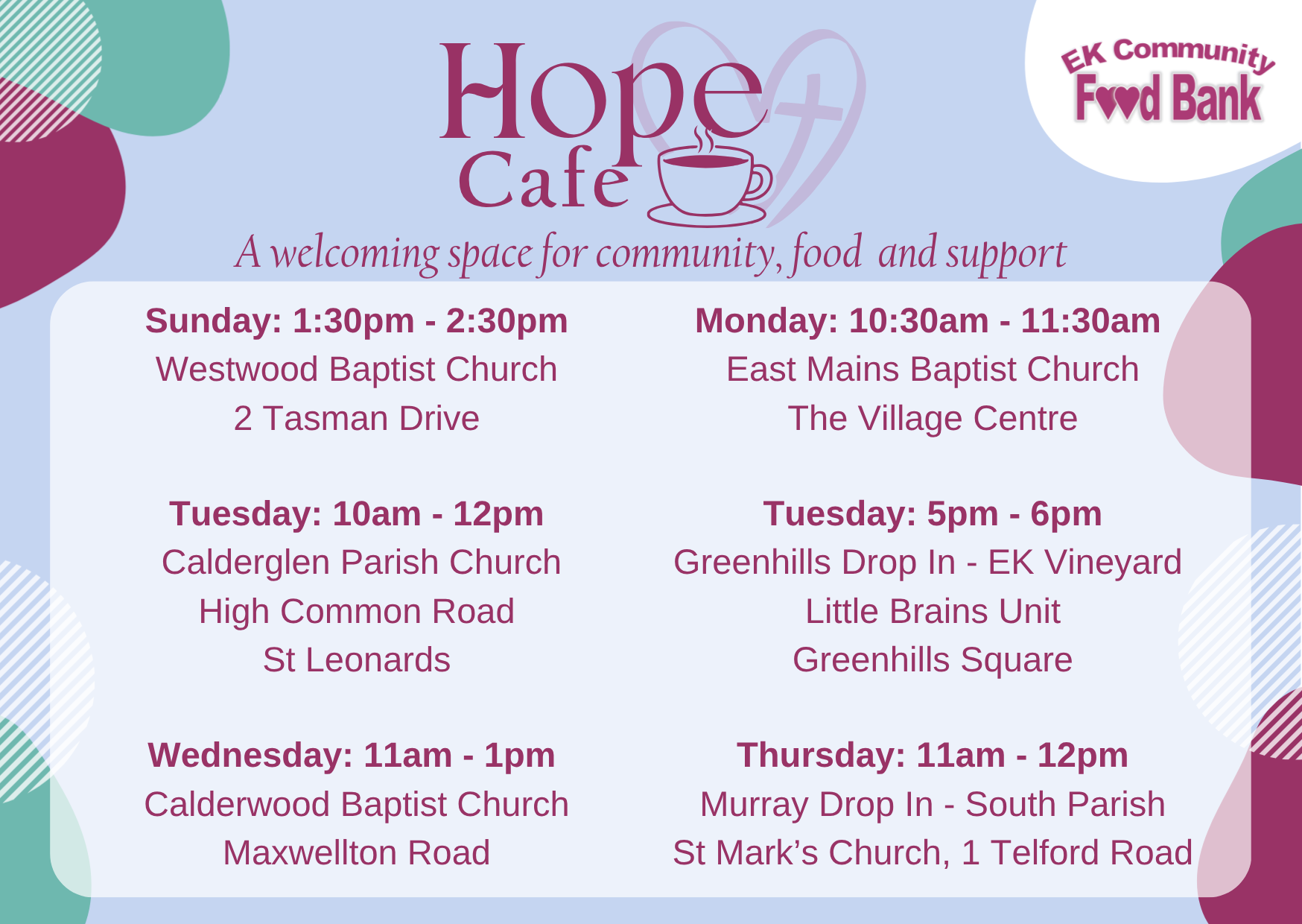 Hope Cafe times